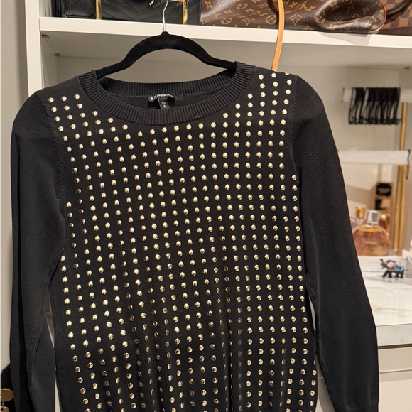 Express Sweaters - Express Black Sweater with Gold Accents